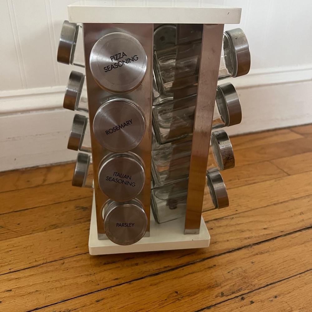Stainless Steel Spice Rack with Glass Jars